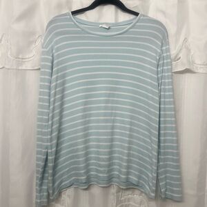 Lake Blue and White Pima Cotton Ling Sleeve—Size Medium